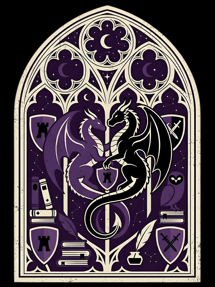 Gothic Romantasy Dragons Stained Glass Bookish Aesthetic by auxincaftan0o