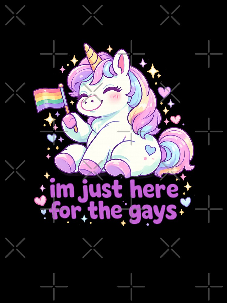 I’m Just Here for the Gays Pastel Unicorn Pride Quote by Aryabek