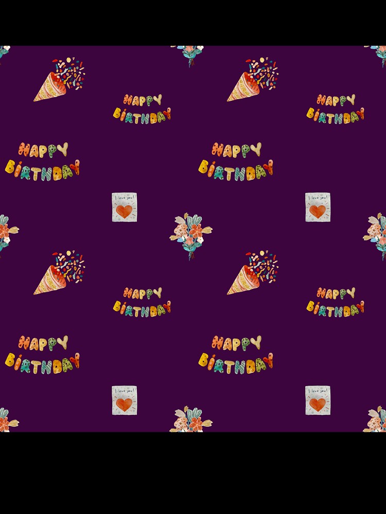 Birthday confetti sketch cute pattern a watercolor violet by Yana Mustafina | Boho Soulful Designs