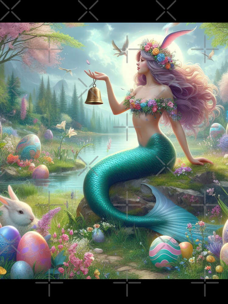 mermaid with a bell happy fantasy easter landscape by Expressions-Sel