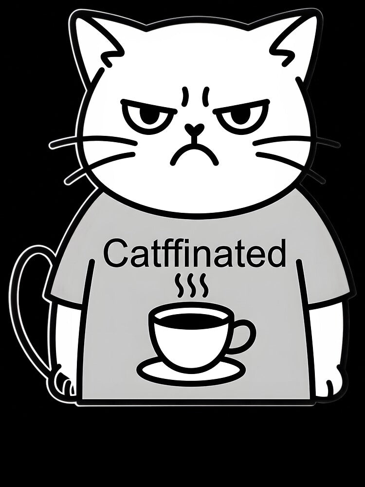 Catffinated Grumpy Cat Caffeinated Coffee Pun Morning Introvert by AnnDesignStudio