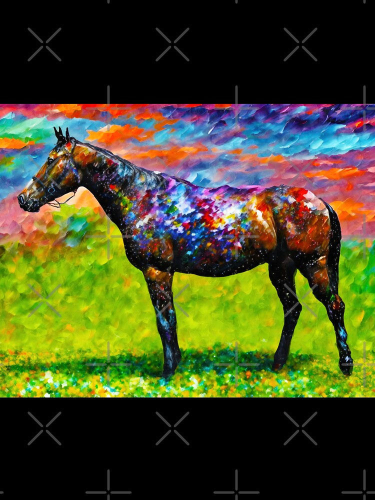 Thoroughbred horse on a pasture – colorful abstract painting by NickoPrints