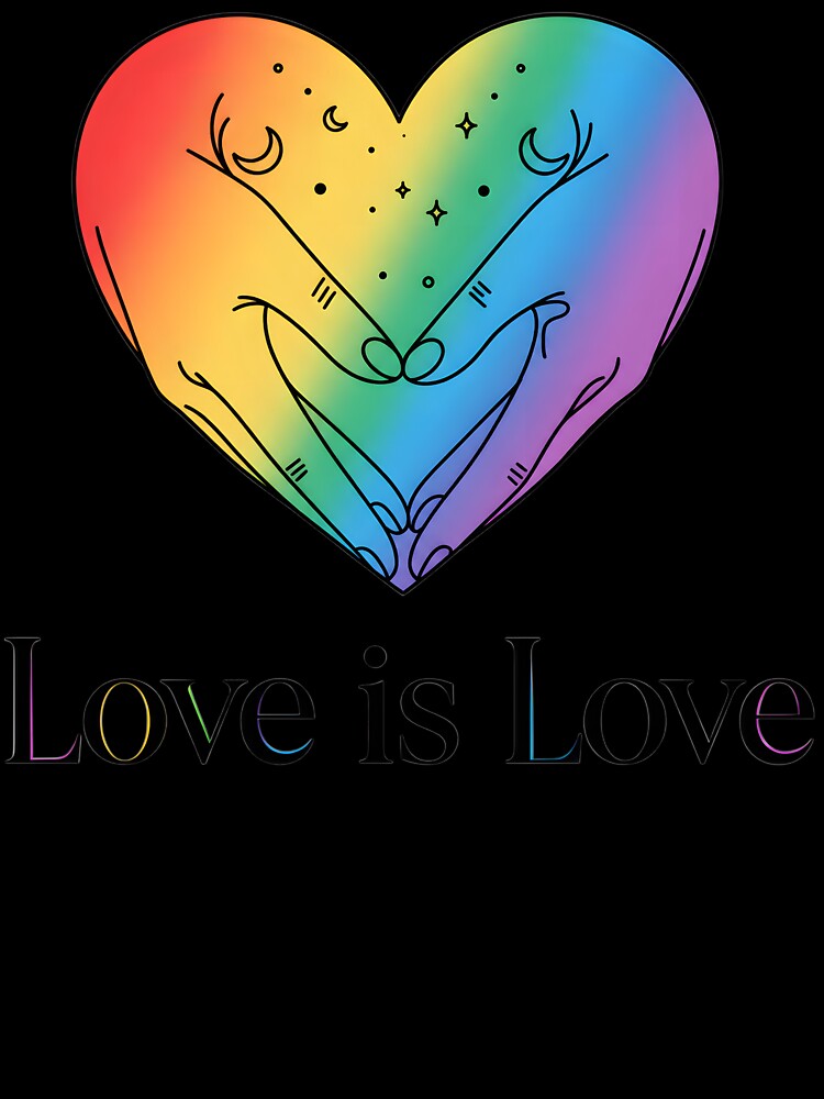 Love Is Love Celestial Rainbow Hand Heart LGBTQ Pride Month by AnnDesignStudio