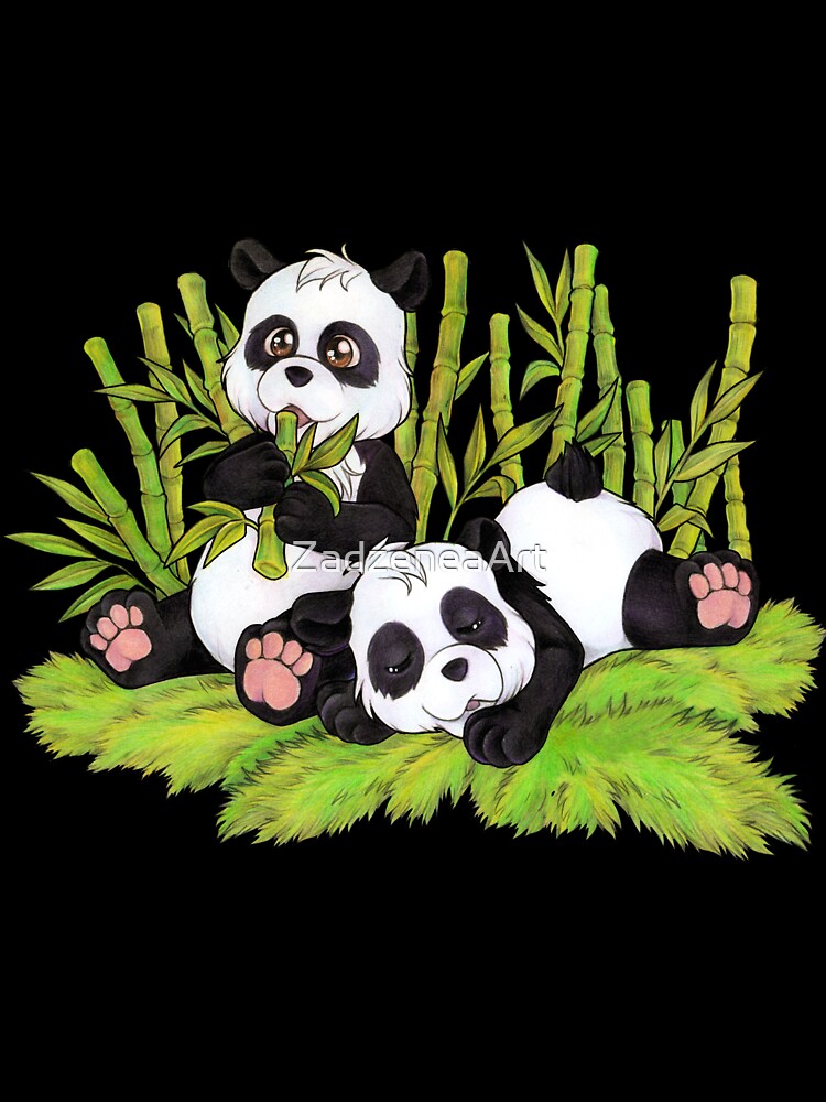 Cute pandas in the bamboo forest by ZadzeneaArt