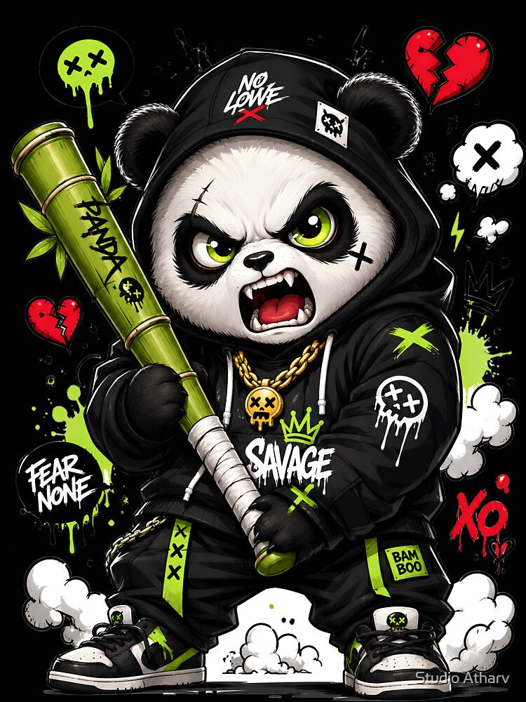 Angry Tiny Panda Savage Mascot T-Shirt Design by Studio Atharv