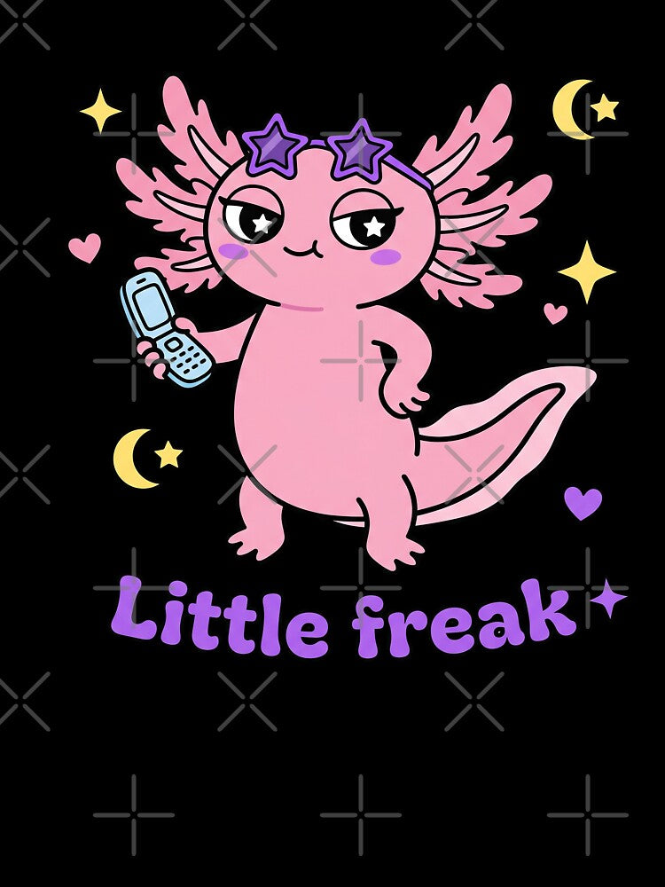 Little Freak Kawaii Pink Axolotl Y2K Star Sticker by CrystalMineArts