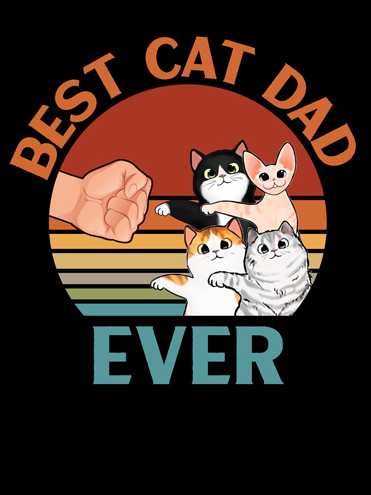 Best Cat Dad Ever Fist Bump Daddy with Four Cats Cute | Cat Dad & Cat Mama Gifts by Yogi Republic Creatives