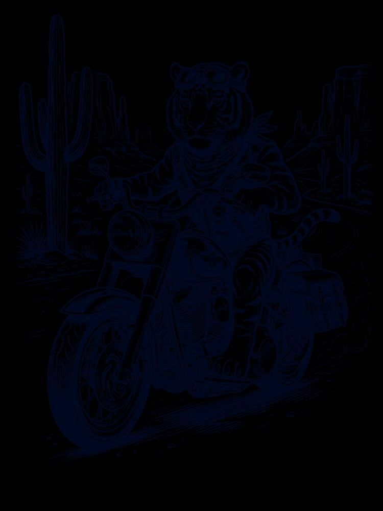 Vintage Tiger Riding Motorbike Moto Western Cowboy Animal Lover by DoodleTortle