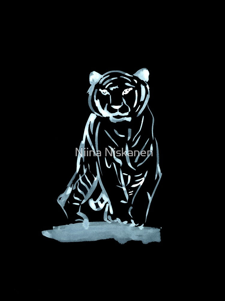 Approaching Tiger - Black and Blue by Niina  Niskanen
