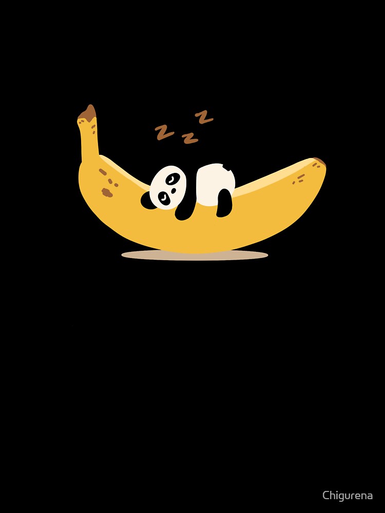 Little Panda Sleeping on a Banana by Chigurena