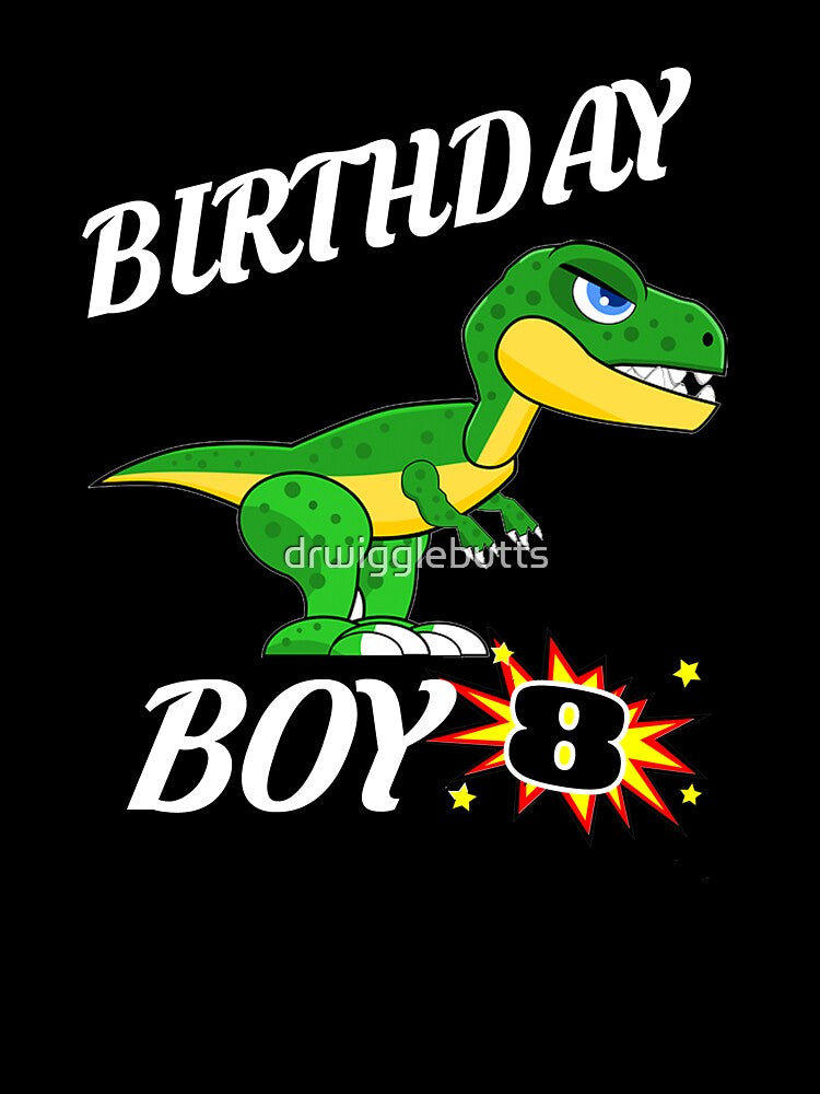 8 Years Old Birthday Design T Rex GifDesign by drwigglebutts