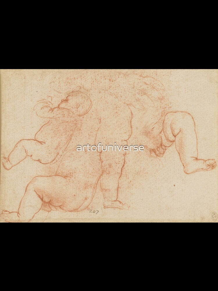 Studies of an Infant by Leonardo da Vinci Renaissance Baby Figure Drawing Print by artofuniverse