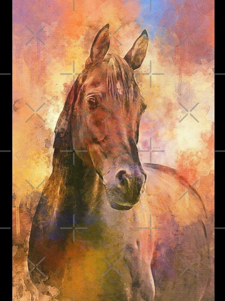 Brown Arabian horse portrait - aquarelle by NickoPrints