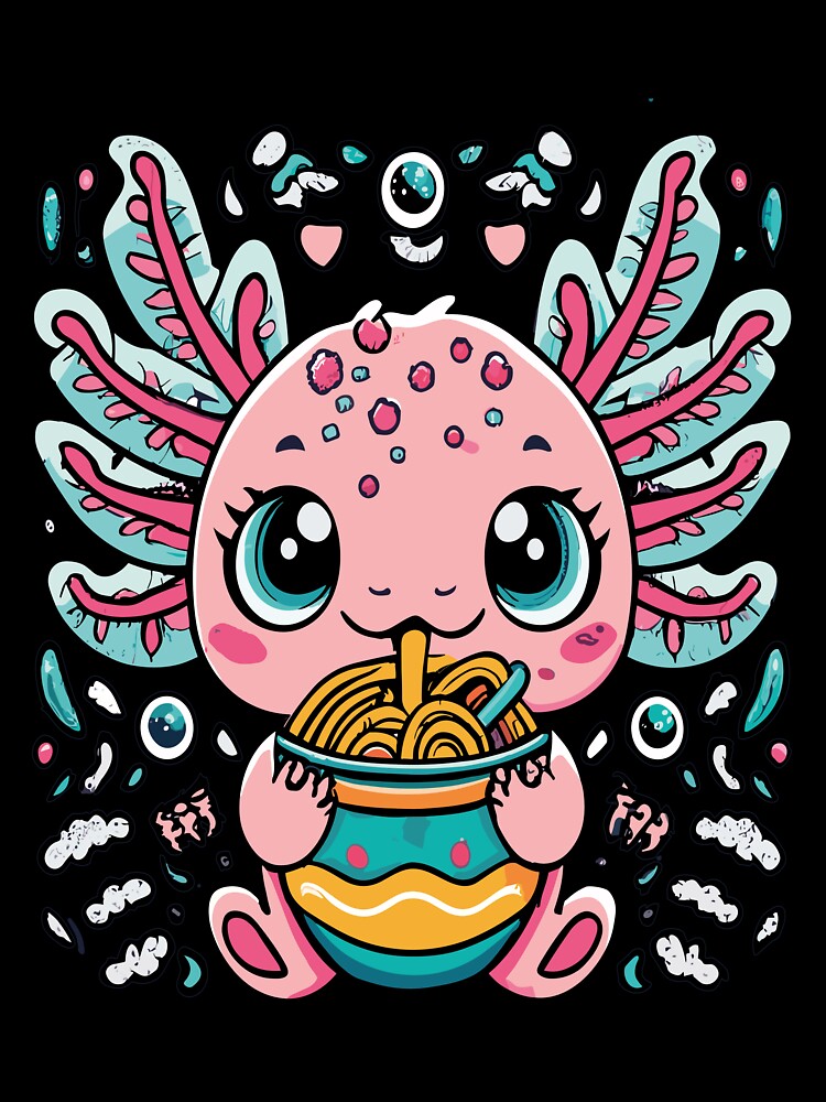Dreamy Axolotl Eating Ramen Weirdcore Kawaii by BetOova