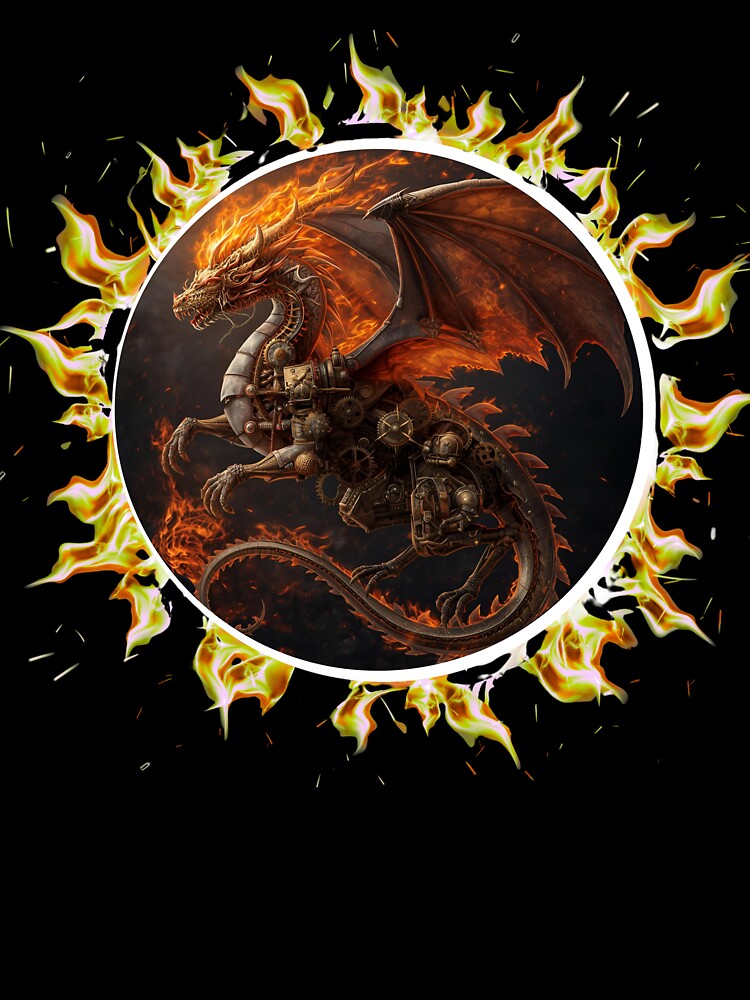 Fire dragon with mechanical  details by BandGTees