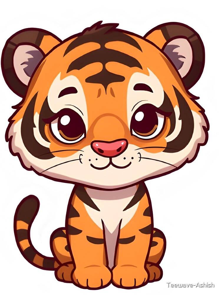 Adorable Tiger Cub Sticker by Teewave-Ashish