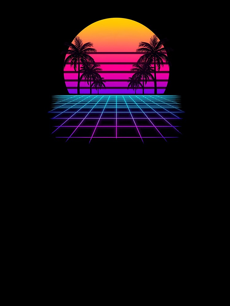 Retro Sunset with Palm Trees – 80s Aesthetic by Merch By Style