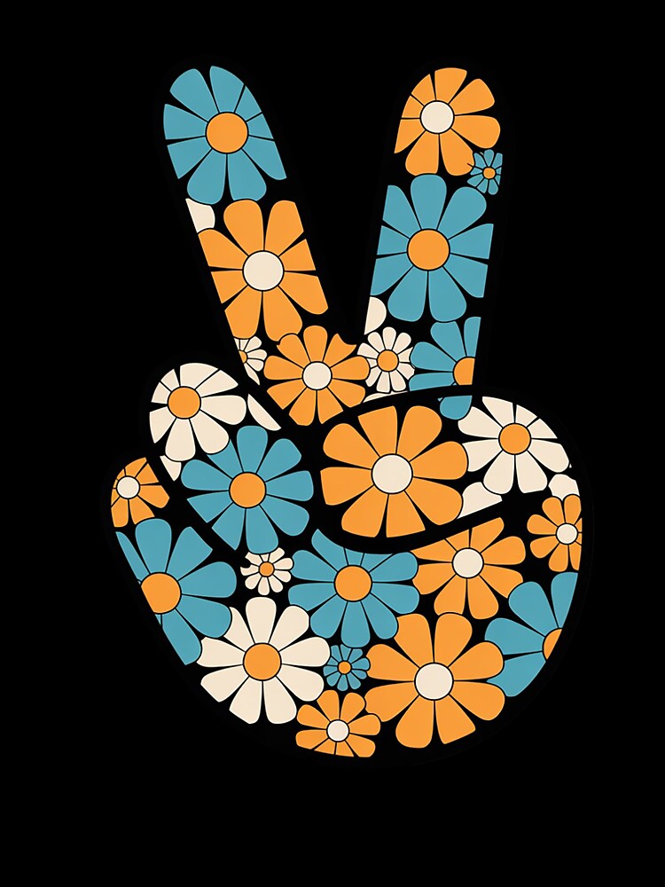 Peace Hand Sign Hippie Flower Groovy 60s 70s Party Outfit by HORIZBoutique