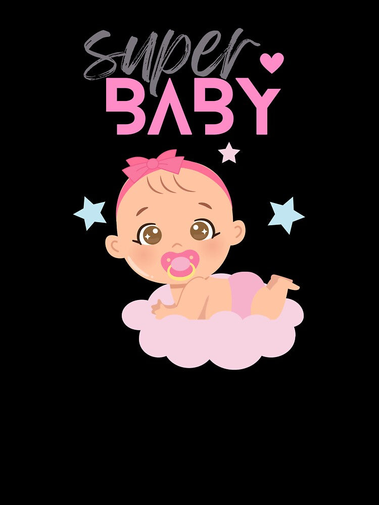 Super Baby Girl Cute Sleeping on a Claud by BoomBoomBaby