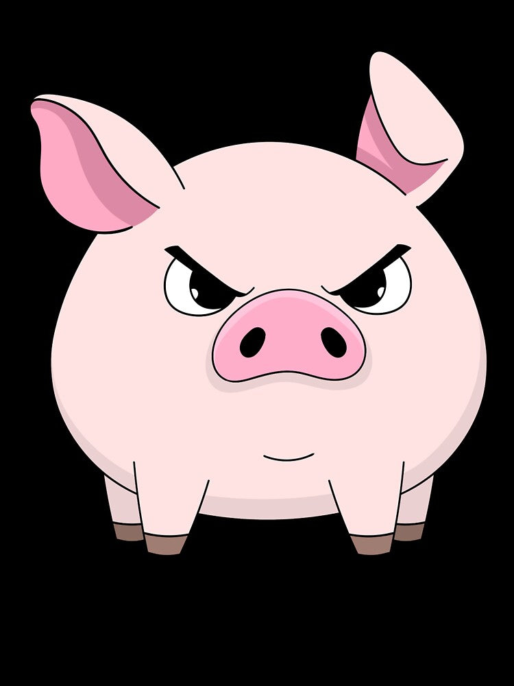 Angry Cute Pig Cartoon Funny Animal T-Shirt | Grumpy Pig Lover Gift by Yesss-Mau