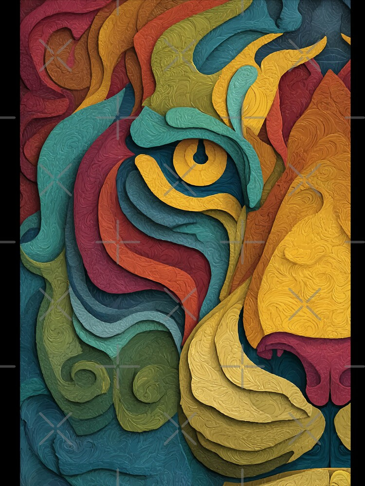Colorful Abstract Tiger Eye – Vibrant Animal Art by Moss and Moon Studio