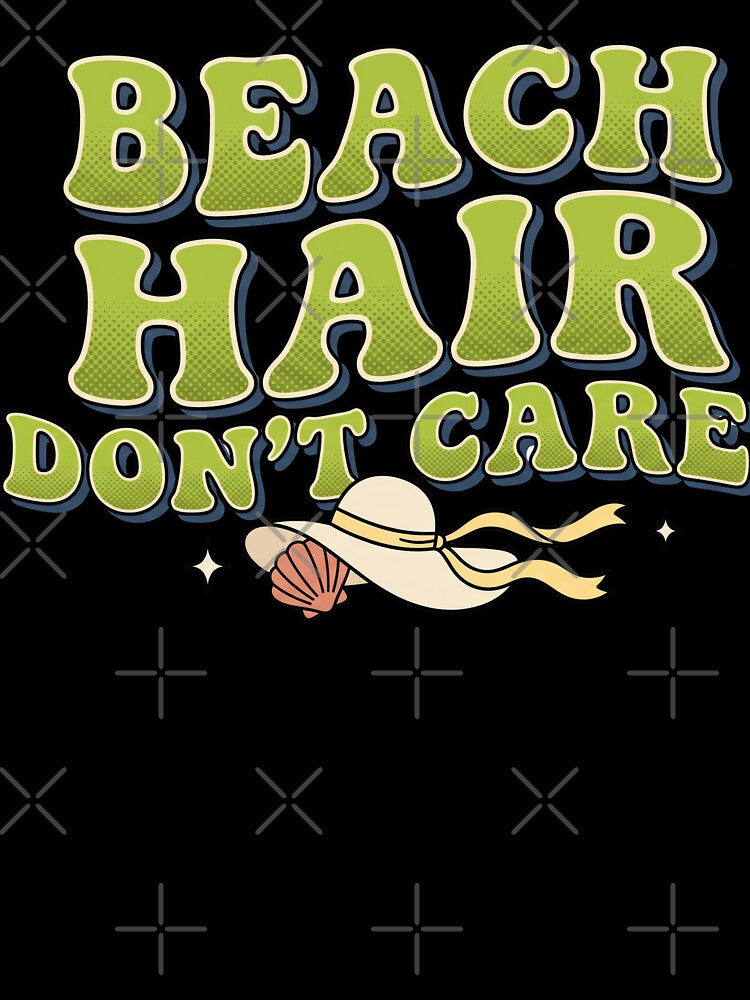 Beach Hair Don't Care Retro Groovy Beach Girlie Summer Vacation Coastal Tee by BVDigitalArt