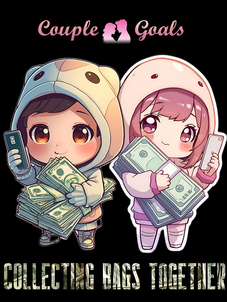 Cute Couple Money Stacks Chibi Art by Rehma Wear