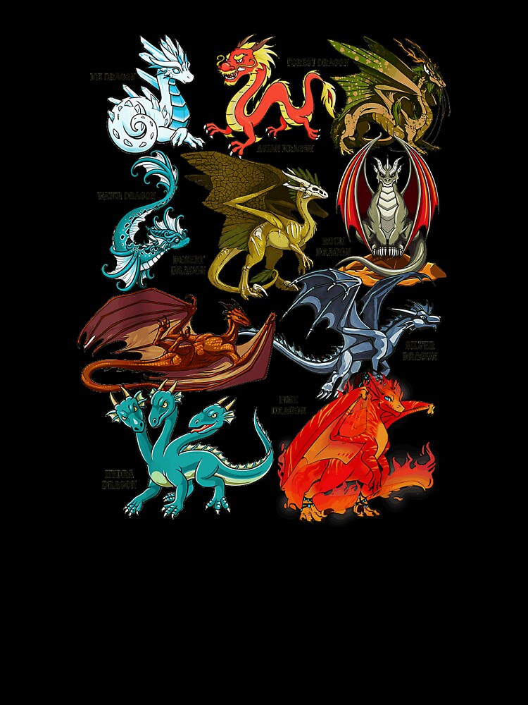 Ice Dragon Water Dragon Desert Dragon Hydra Dragon Forest Dragon Asian Dragon Rock Dragon Silver Dragon Fire Dragon Types Dragon Lover Gift by MOnnroyu