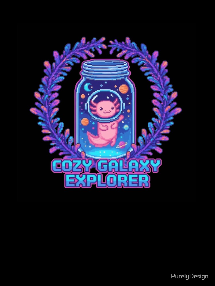 Pixel Art Axolotl Astronaut Cozy Galaxy Jar by PurelyDesign