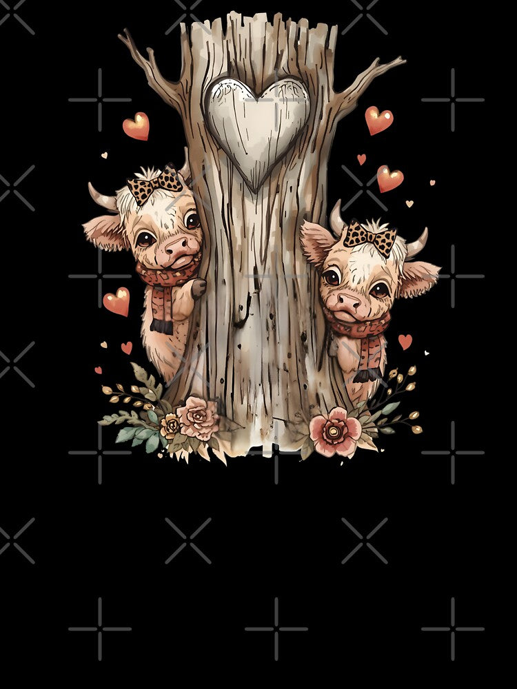 Funny Valentine Highland Cow for Valentine's Day Love Heart XOXO by TheBeesForYou