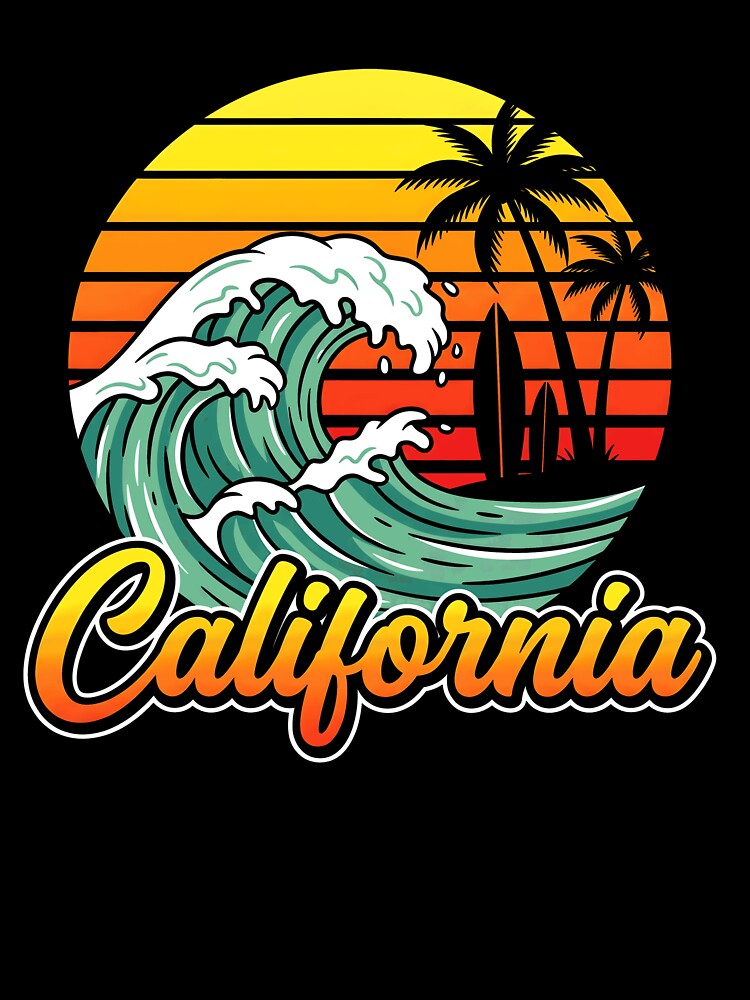 Retro California Tropical Beach Waves Sunset Summer Vacation by Littermin