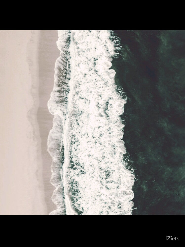 Teal And Lace Sandy Seashore Beach and Green Ocean Waves by IZiets