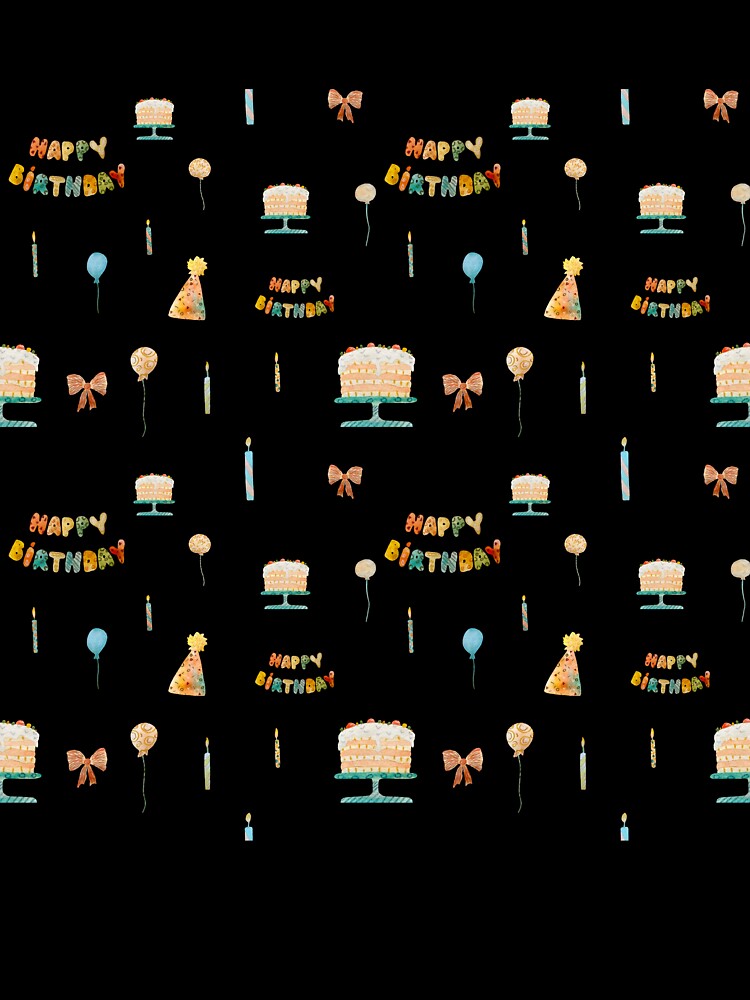 Party hat candle birthday bow pattern watercolor by Yana Mustafina | Boho Soulful Designs