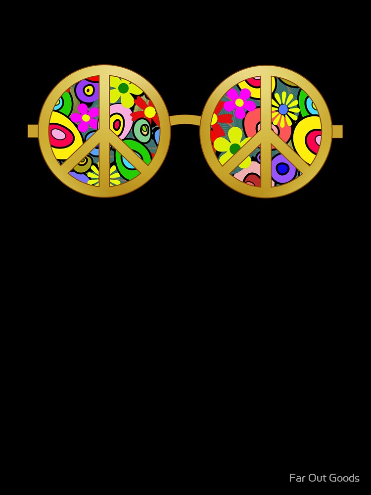 Retro 70s Peace Sign Glasses - Colorful Hippie Flower Power Art by Far Out Goods