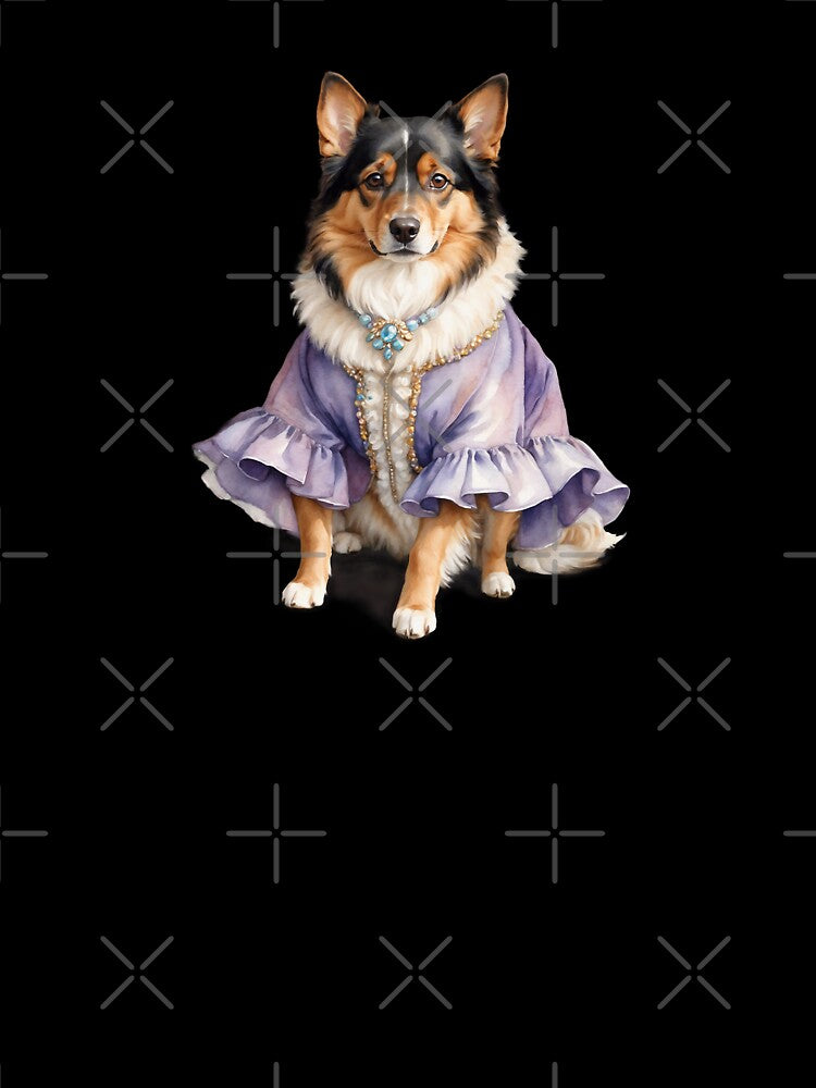 Dreamy Watercolor Dog in Retro Outfit by Victoria Riabov