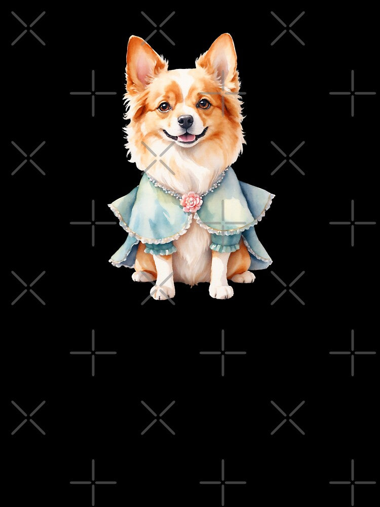 Whimsical Watercolor Dog in Retro Outfit by Victoria Riabov