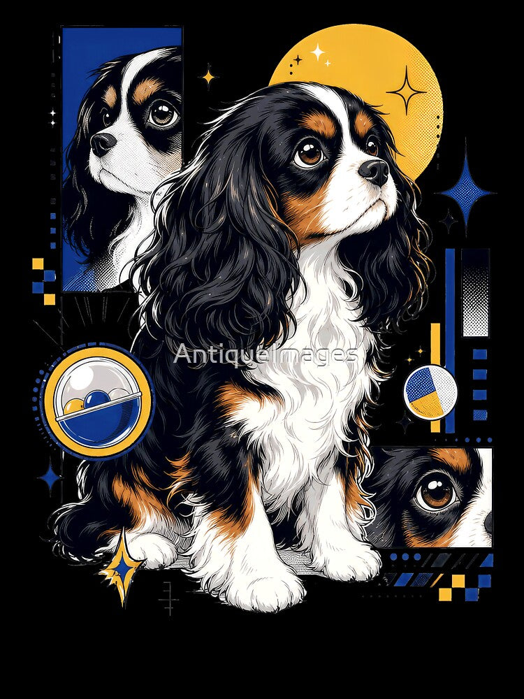 Urban Kawaii Tricolor Cavalier Spaniel Dog by AntiqueImages