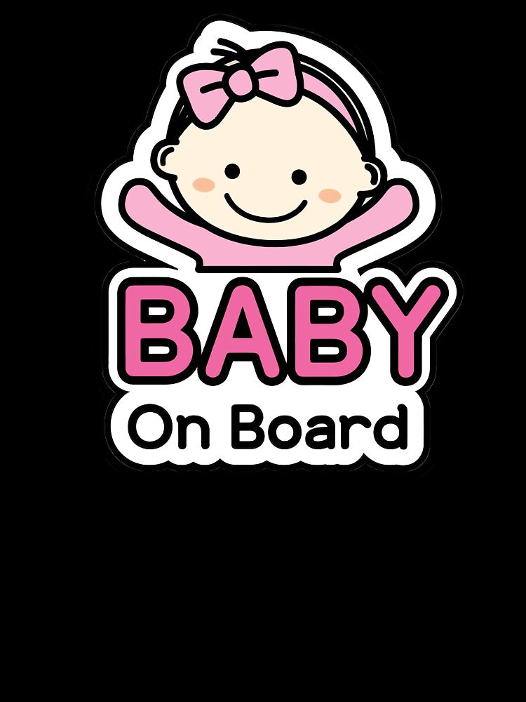Cute Baby Girl On Board Sign – Pink Bow Car Sticker by BeUniqueCo