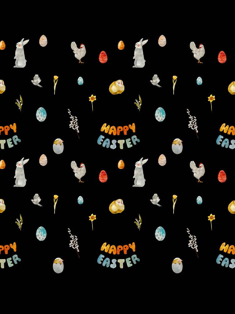 Happy Easter title rabbit cute watercolor pattern pink by Yana Mustafina | Boho Soulful Designs