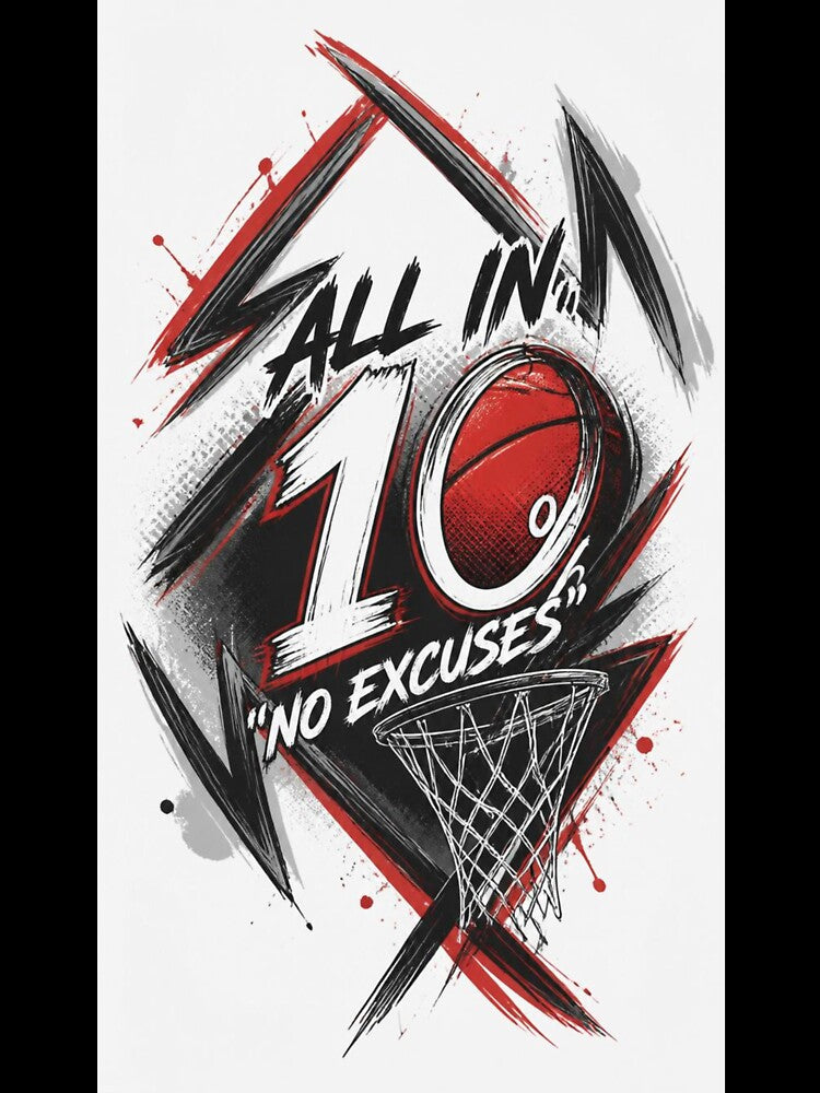 "No Excuses Basketball Grind Motivational Graphic" by KUHATLIKHA