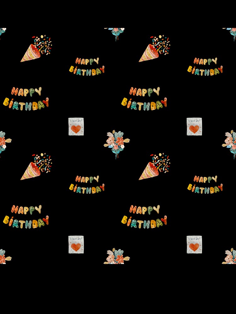 Birthday confetti sketch cute pattern a watercolor black by Yana Mustafina | Boho Soulful Designs