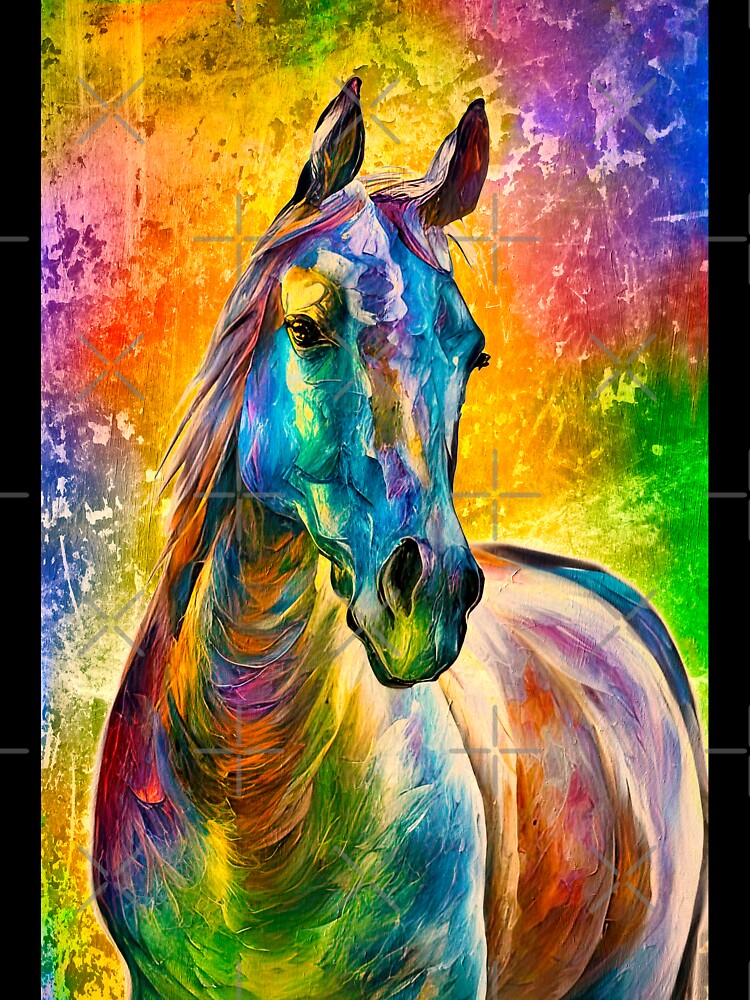 Colorful Arabian horse on a rusty metal background – digital painting by NickoPrints