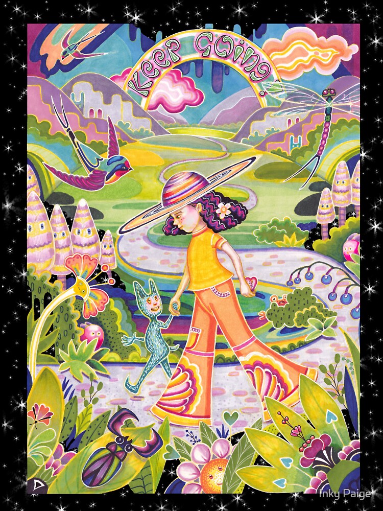 Keep Going - psychedelic motivational art by Inky Paige