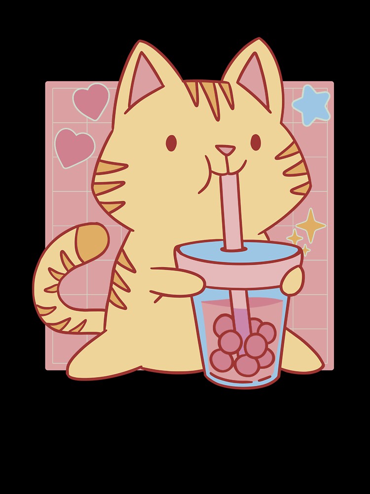 cat boba bubble tea anime kawaii by KidTastic