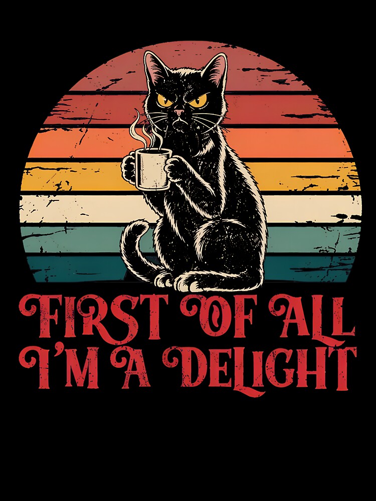 Sarcastic Black Cat Coffee Mug Retro Sunset Vintage by Dmo3HarkoArt