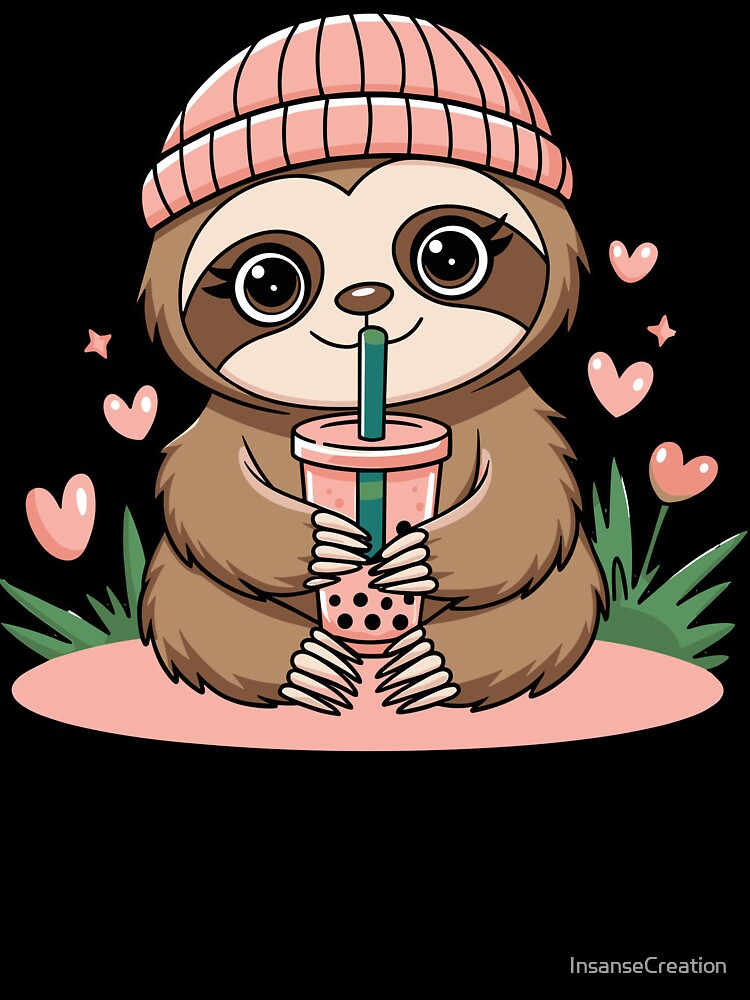 Cute Sloth Drinking Bubble Tea by InsanseCreation