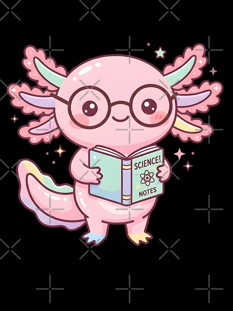 Cute Axolotl Reading Science Book - Back to School by BobaBunny76