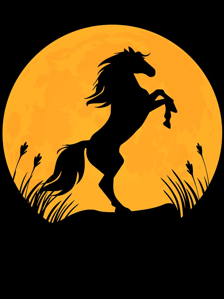 horse animal lover Silhouette in full moon gift by alaechamlal