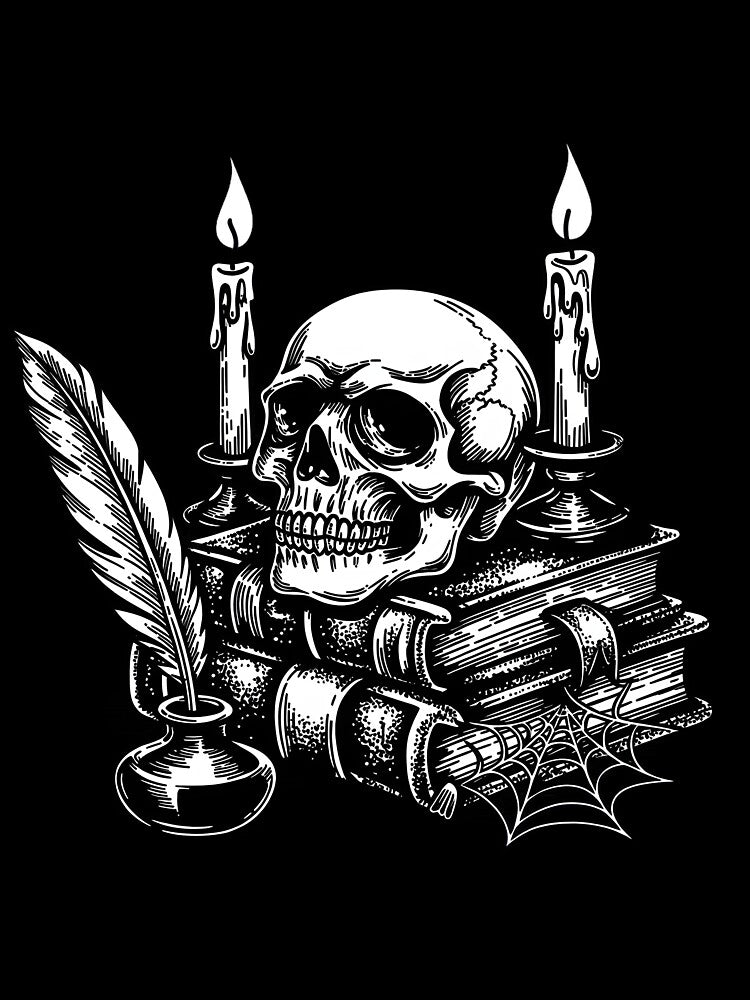 Dark Academia Skull Candle Stack | Gothic Occult Bookish Art | Library Goth by VoidPixelAU