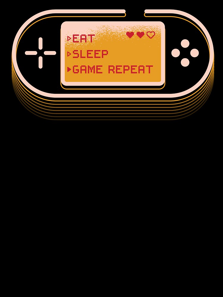 Retro Controller with Eat Sleep Game Repeat Pixelated Text by TurtleDojo